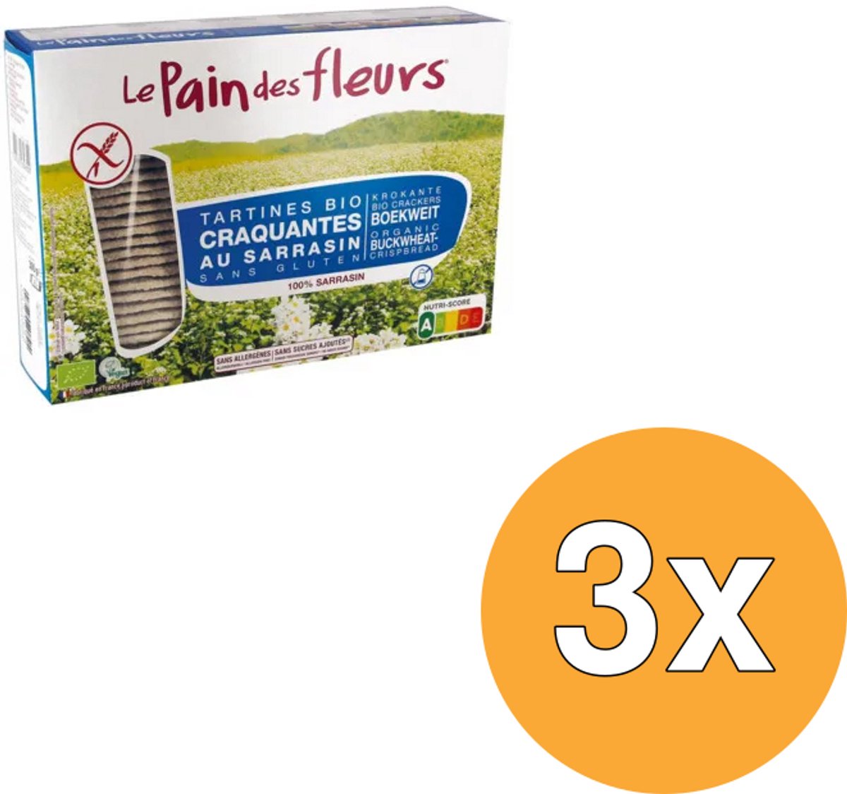 3x Le Pain Des Fleurs Boekweitcrackers Zonder Zout Bio (300 gr)