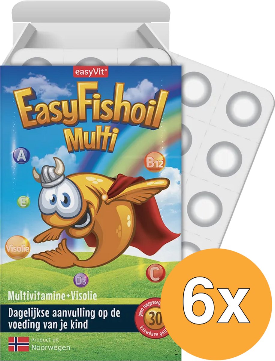 6x Easyvit Easyfishoil multi (30 kauwtabletten)