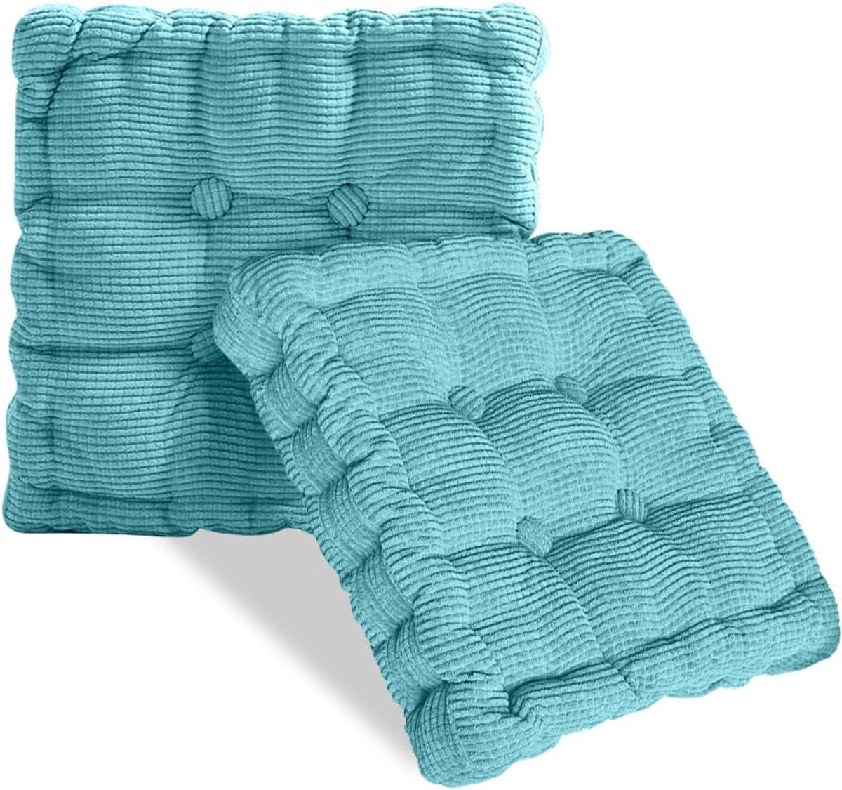 Stoelkussen voor buiten, 2 stuks, 40 x 40 cm, vloerkussen, zitkussen, dik matraskussen, 10 cm, dik vloerkussen voor thuis, kantoor, keuken, eetkamer, binnen en buiten (hemelsblauw)