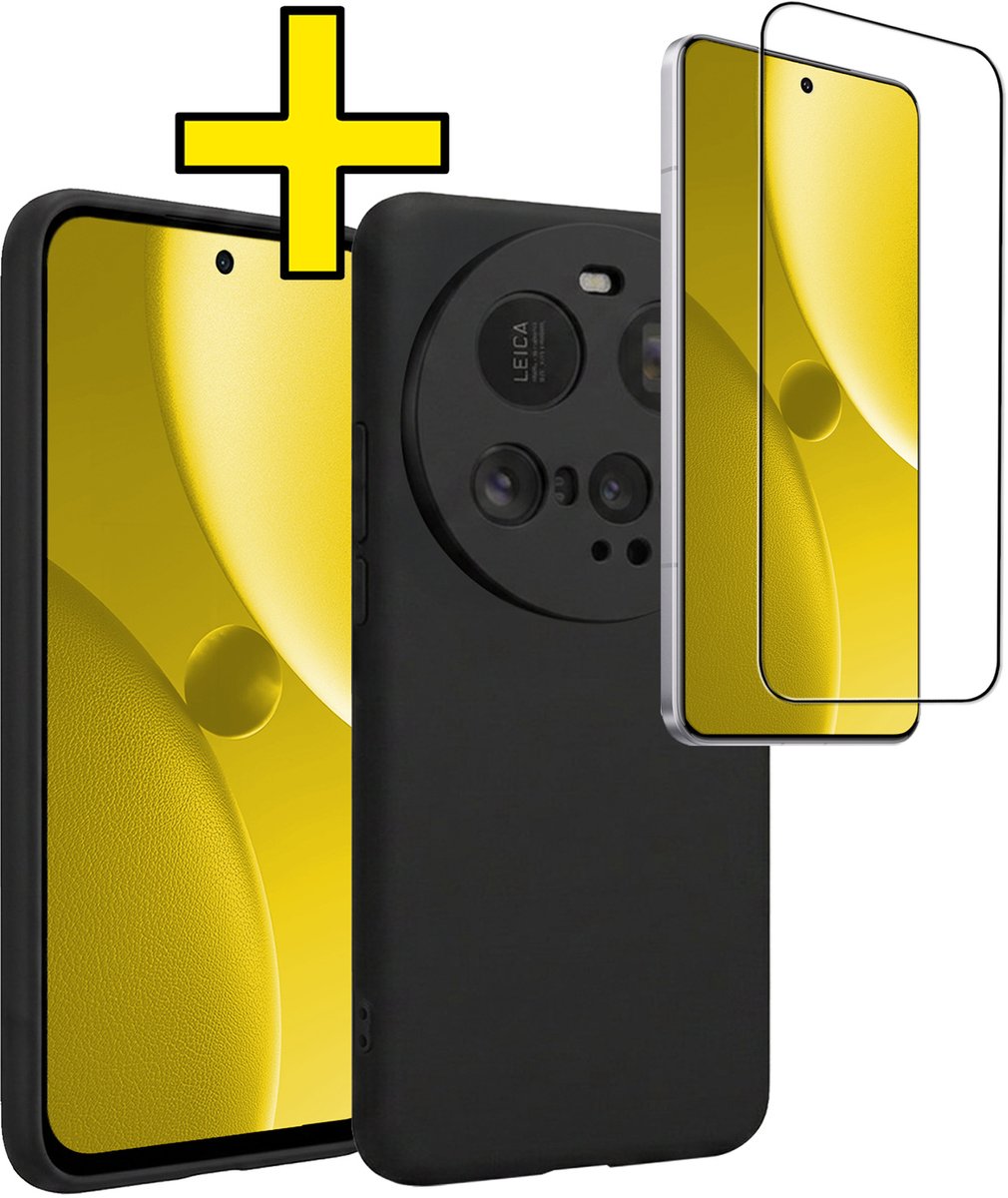Hoesje - Met Screenprotector - Geschikt voor Xiaomi 15 Ultra - Sterk & Shockproof - Back Cover - Siliconen Case - Telefoon Hoes - Telefoonhoesjes - Zwart