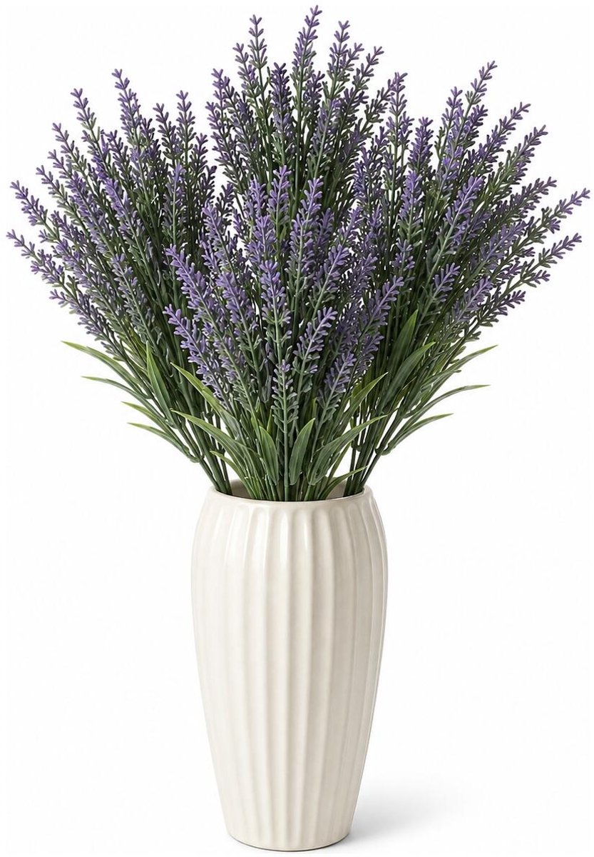Bellatio Design Kunstbloem bos Lavendel / lavendula - 6x - 41 cm - 5 takken - paars - kunst zijdebloemen