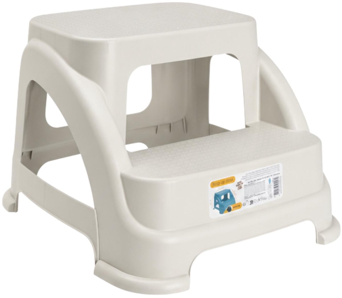 Storage Solutions opstapkrukje - 2 tredes - wit - kunststof - 43 x 37 x 28 cm - tot 150 kg - caravan opstapje - trapje