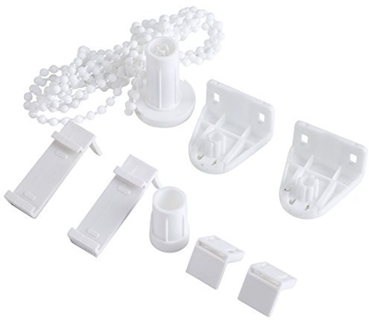 Dailygoods- Rolgordijn Reparatie Kit - 2 Sets Accessoires - Beugel/Ketting - Hoogwaardig Kunststof - Lichtgewicht/Duurzaam - Veilig voor Kinderen - Raamdecoratie