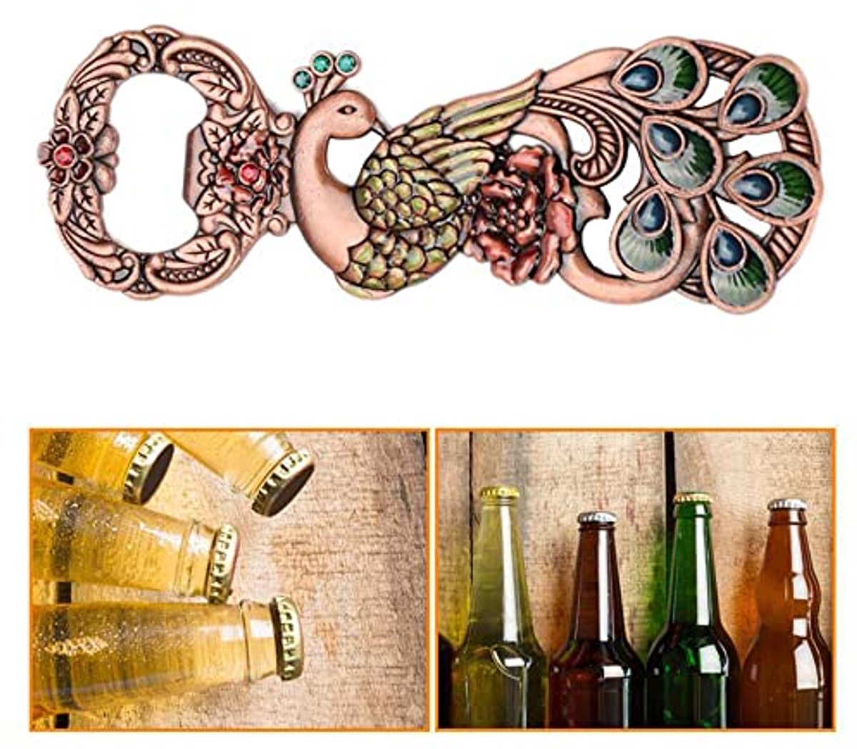 Flesopener Magnetische bierflesopener Retro Pauw Vormde Soda Drank Bier Flesopener Koelkast Magneet Vrouwen Mannen Gift voor Bruiloft Kerstmis en Verjaardag — cadeau in Kookcadeaus - foto 4