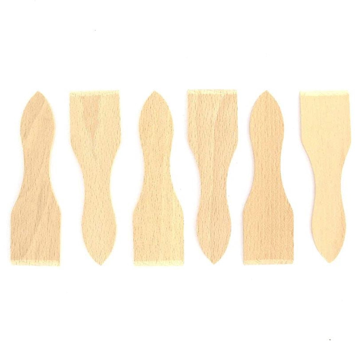 8641550 Set van 6 houten raclettespatel, raclettespatel, spatel, spatel, koekenpan, hout, 12,8 x 3,7 cm, beige