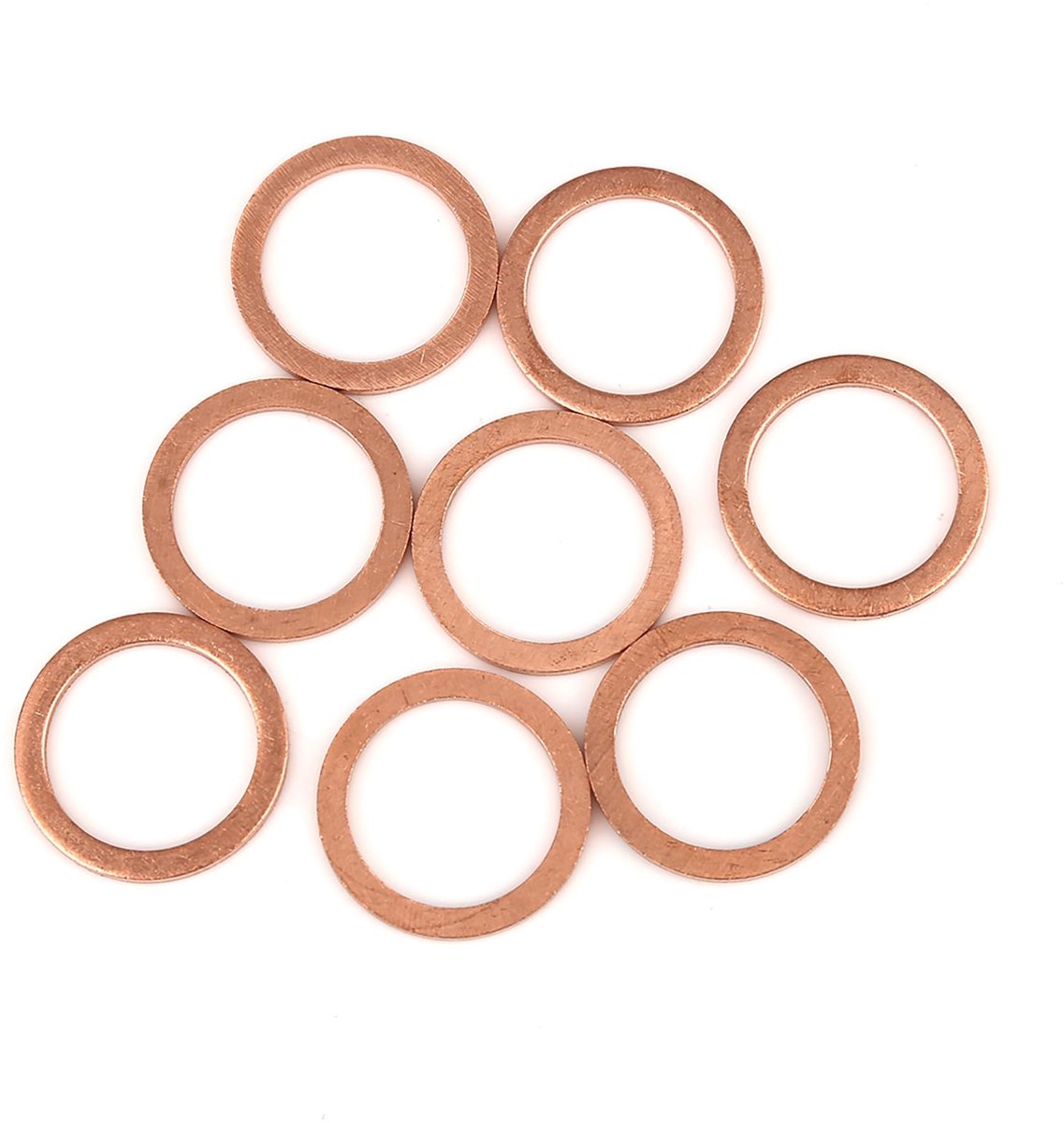 Dailygoods - Set van 8 Koperen Sluitringen 18 x 24 x 1,5 mm