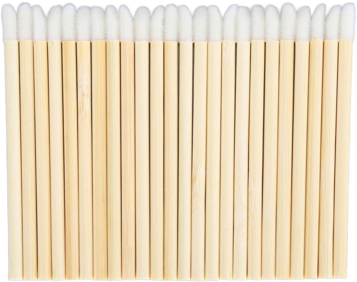 Dailygoods- Lippenborstel 100 Stuks - Wegwerp Bamboe - Zachte Applicatie - Make-up Tool - Milieuvriendelijk - Gemakkelijk in Gebruik - Make-upkwasten