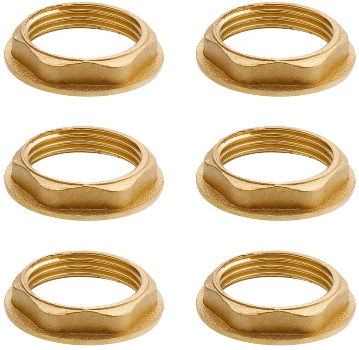 Dailygoods - 6 stuks zeskantige zekeringmoeren 3/8 inch flens binnendraad messing, kraan sanitaire fittingen moeren voor badkamer wastafel sanitaire armaturen accessoires