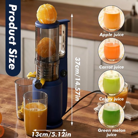 Slow Juicer - Sapcentrifuge - Gezond Sap Maken - Krachtige Motor - 550 ml - Blauw — afbeelding 5