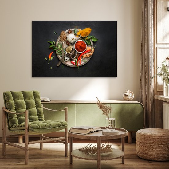 Herbes sur papier affiche plaque argent 120x80 cm - Tirage photo sur Poster (décoration murale salon / chambre)