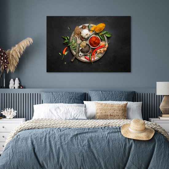 Herbes sur papier affiche plaque argent 120x80 cm - Tirage photo sur Poster (décoration murale salon / chambre)