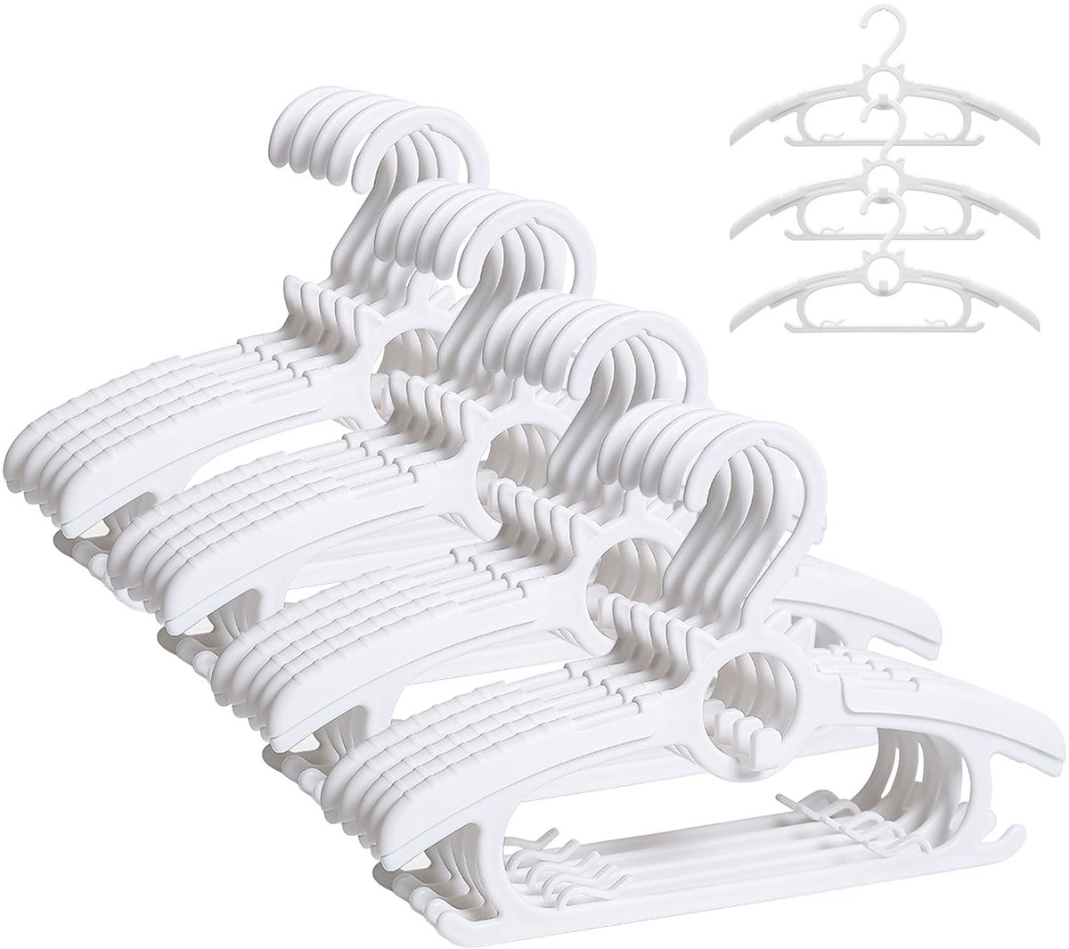 20 stuks meegroeiende kleerhangers voor kinderen, 28 cm - 38 cm, verstelbare kleerhangers, haken, stapelbare babykleerhangers, kinderkledinghangers voor kinderkleding, babygarderobe,