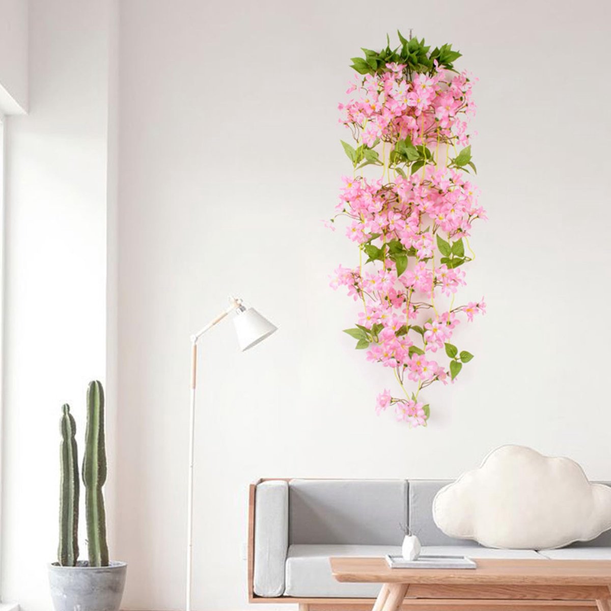 hangende bloemen, nep-hangende manden, kunstmatige achterblijvende bloemen, bloemboeket voor muur, huis, kamer, tuin, tuin, terras, bruiloft, binnen- en buitendecoratie