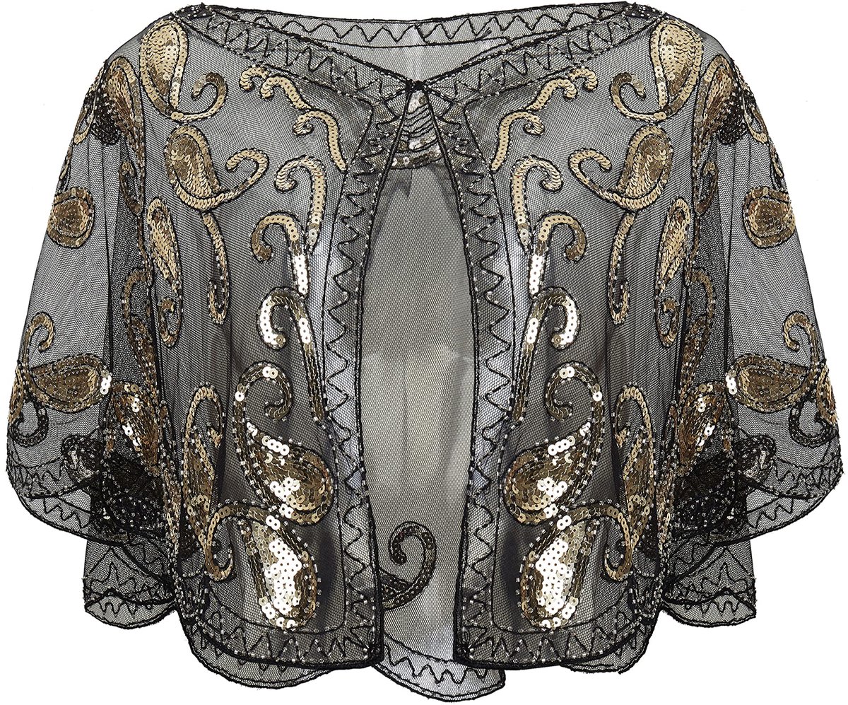 damessjaal, jaren 1920, met pailletten, art deco, vintage, sjaal, omslagdoek