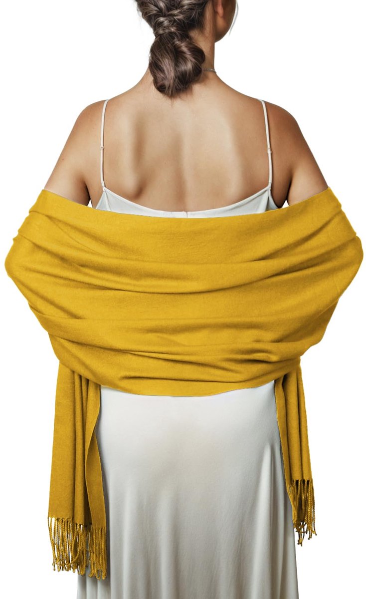 Stola dames feestelijk voor avondjurk pashmina sjaals doeken winter, geel, L