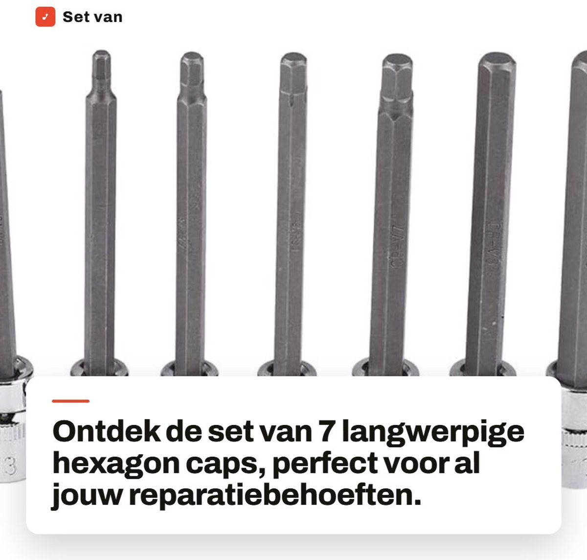 Dailygoods - Set van 7 Langwerpige Hexagon Caps - Precisie gereedschap - Geschikt voor diverse reparaties - Hoogwaardige staal - Repair Kit - 3mm tot...
