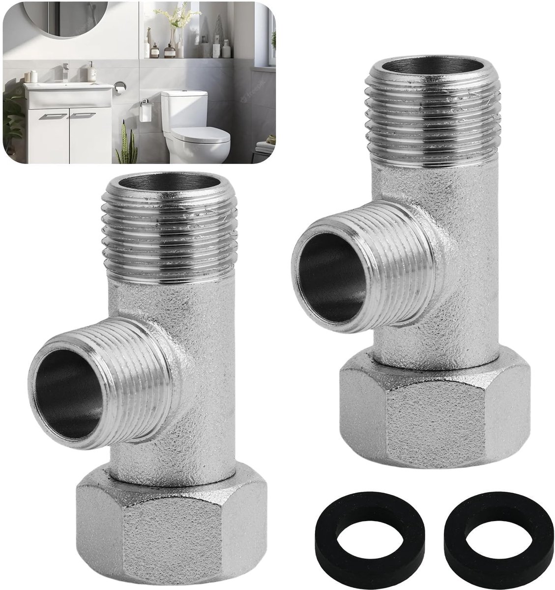 Dailygoods- Hoekventiel 2-delige Set - 3-Weg Aansluiting - Waterdistributiesysteem - Hoogwaardige Koper - 180° Draaiend Ontwerp - Corrosiebestendig - Driewegkraan