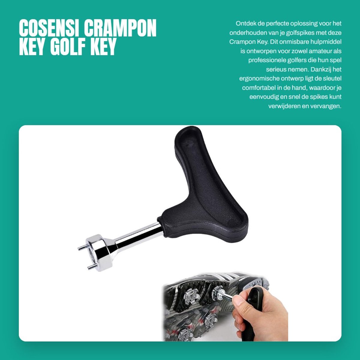 Dailygoods- Crampon Sleutel Ergonomisch - Golf Schoen Spike Verwijderaar - Duurzaam - Lichtgewicht - Eenvoudige Bediening - Comfortabel Gebruik