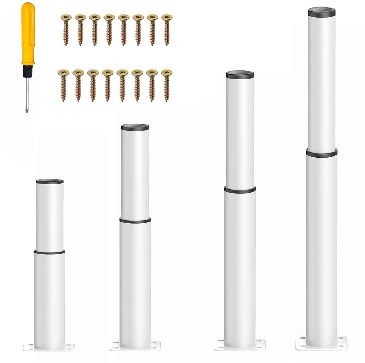 Meubelpoten, 4 stuks, metaal, verstelbare hoogte, belastbaar tot 800 kg, meubelpoten voor tv-kast, bank, leerstoel (wit, 72-120 cm)