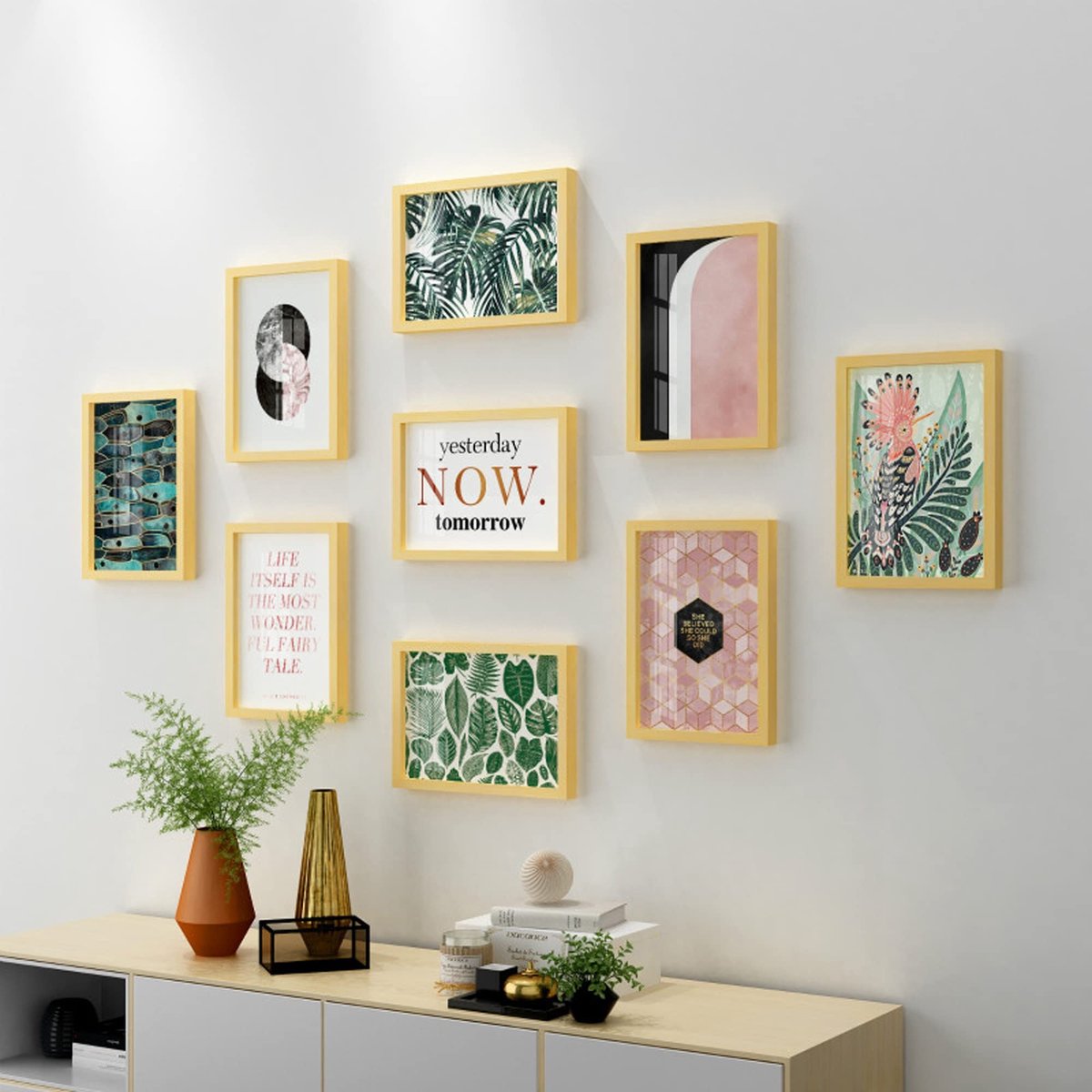 Fotolijst, muurbevestiging herinneringen fotolijst voor foto's van 5 "X7", fotolijstcollage voor thuiskantoor muurcadeaus (kleur: L, maat: 103 * 60 cm (40 * 24 IN))
