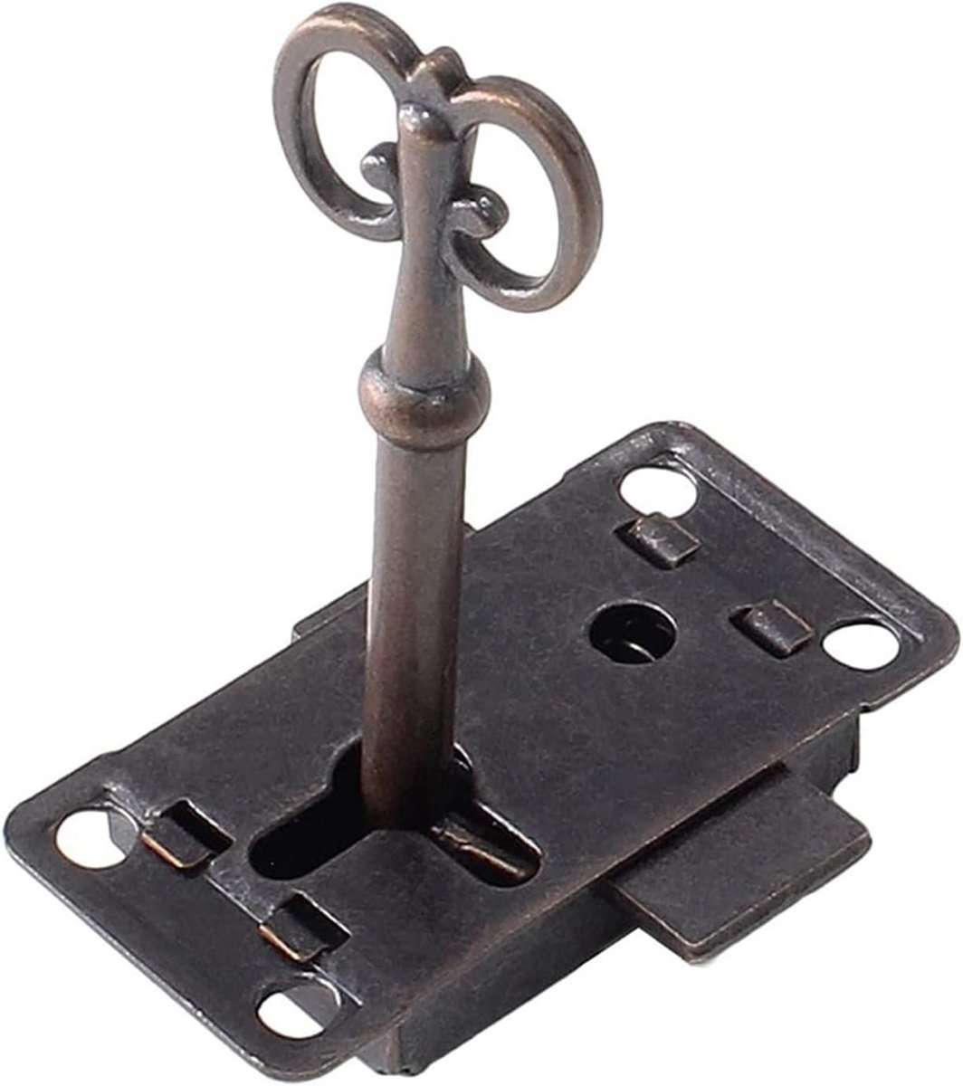 meubelslot antiek rood brons kastslot oud slot vervangend vierkant type locker deurslot