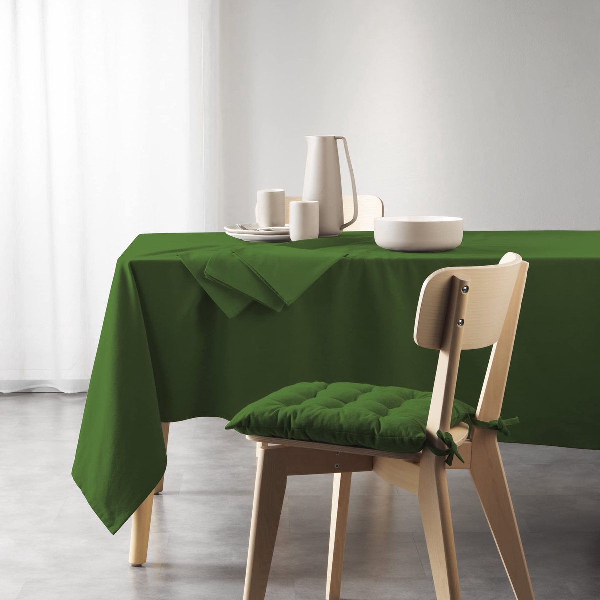 douceur d'intérieur, Rechthoekig tafelkleed (140 x 240 cm) Mistral groen, gerecycled katoen