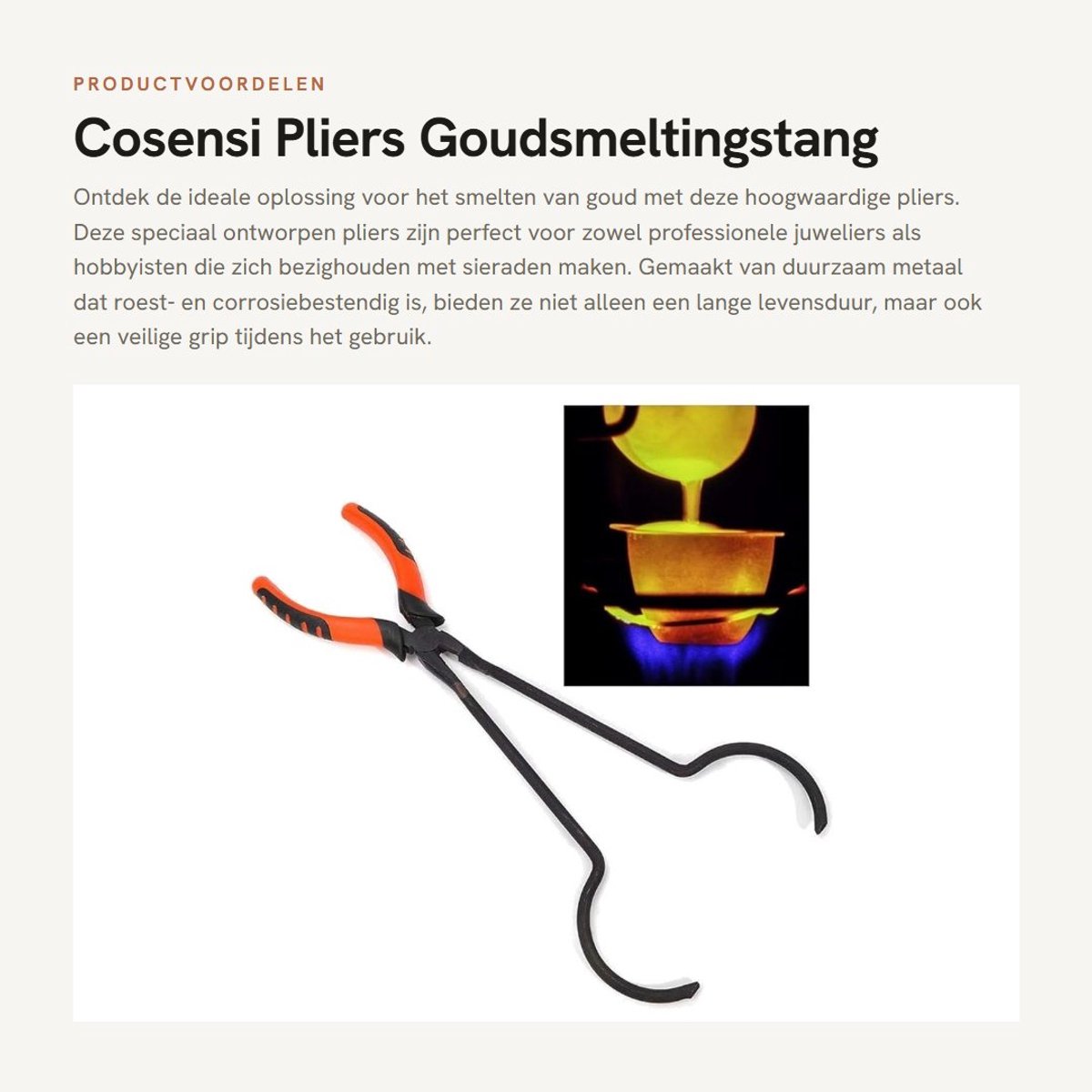 Dailygoods- Goudsmeltang Hoogwaardige Kwaliteit - Goudsmeltovenhouder - Sieradengereedschap - Compact en Lichtgewicht - Roestbescherming - Eenvoudig te Gebruiken - Sieradentang