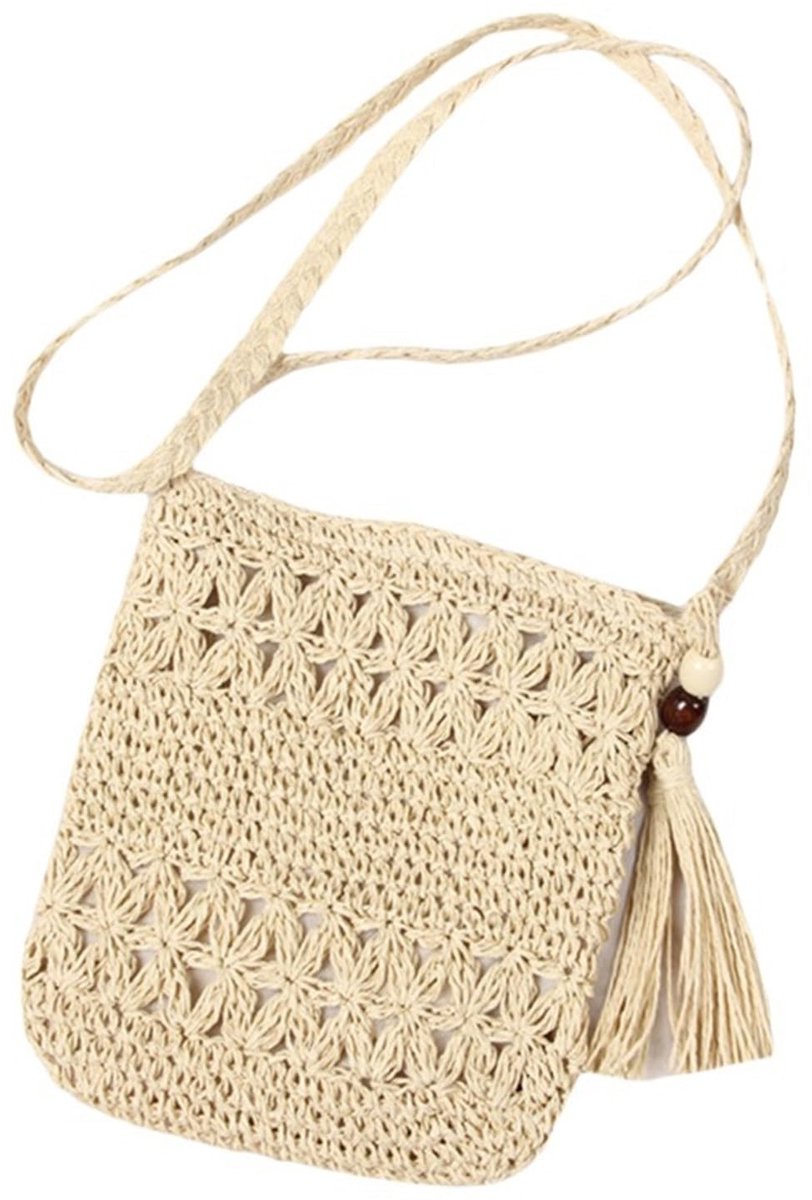 Dailygoods- Strandtas Ronde Vorm - Retrostijl - Schoudertas - Handgemaakt - Grote Binnenruimte - Ideaal voor Reizen - Handtas