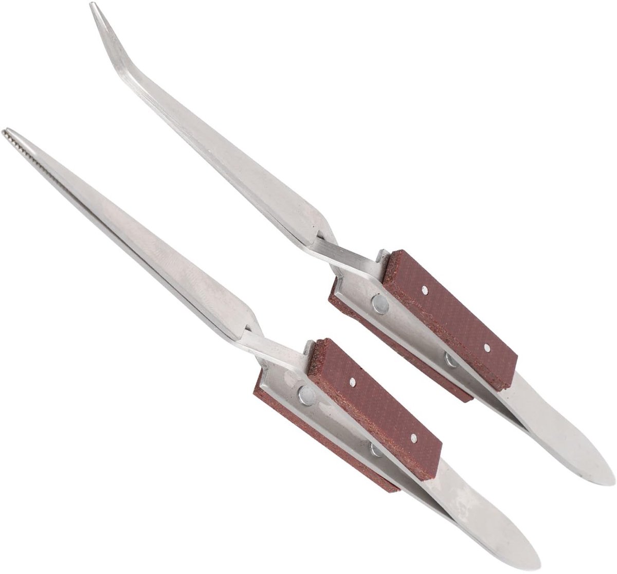Dailygoods - Set van 2 RVS Soldeerpincetten met Houten Handvat