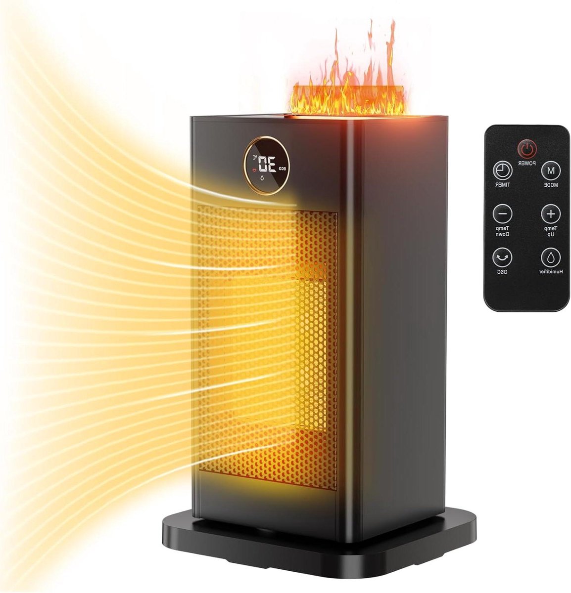 Elektrische Kachel - Ventilator Verwarming - Ruimte Verwarmen - Met Luchtbevochtiger - 2000W - Zwart