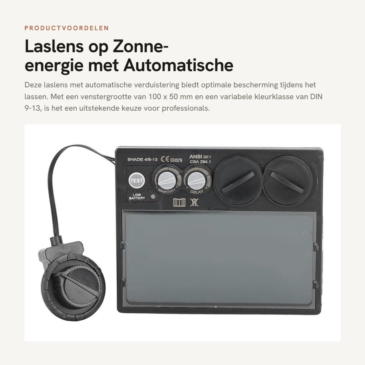 Dailygoods - Laslens op Zonne-energie met Automatische Verduistering 100 x 50 mm