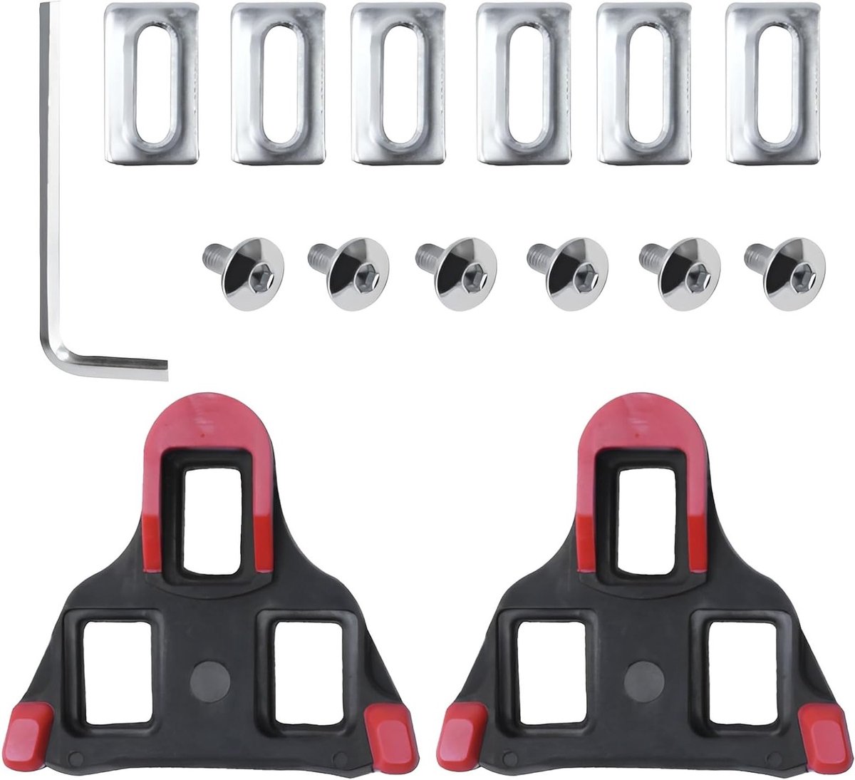 SPD Cleats voor Racefietsen en Triatlons, Compatibel met SPD-SL Pedalen, Fietspedaalaccessoires voor SH10 SH11 SH12, Zwart-Rood, Duurzaam en Lichtgewicht