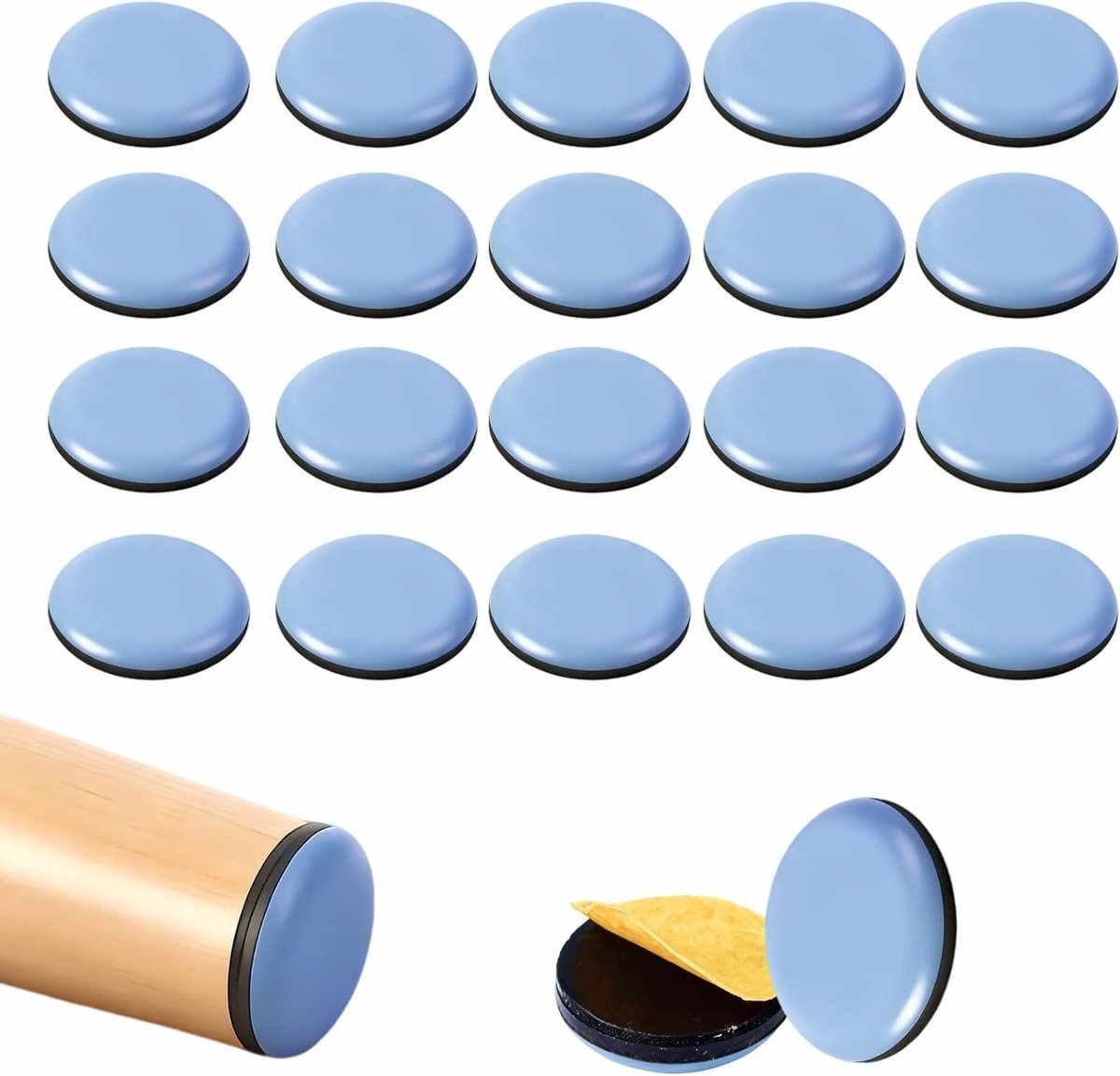 20 zelfklevende Teflon glijders voor keukenmeubels, 20 mm, perfect voor zware apparaten zoals friteuses en broodmachines, duurzaam en slijtvast