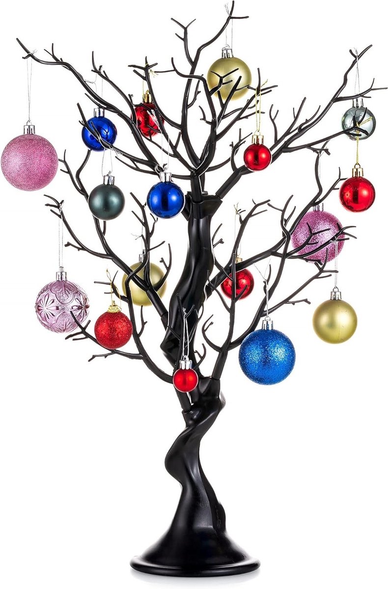Decoratieve Kunstboom van 58 cm - Neplaarzen voor Feestdagen, Bruiloften en Binnen- en Buitendecoratie, Zwart