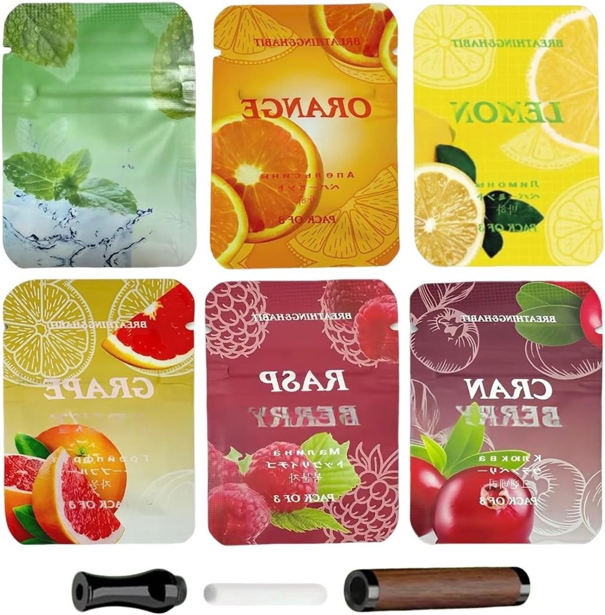 6-pack geurstokjes met fruitige geur, holle wattenstaafjes en katoenen lontjes voor aromatherapie