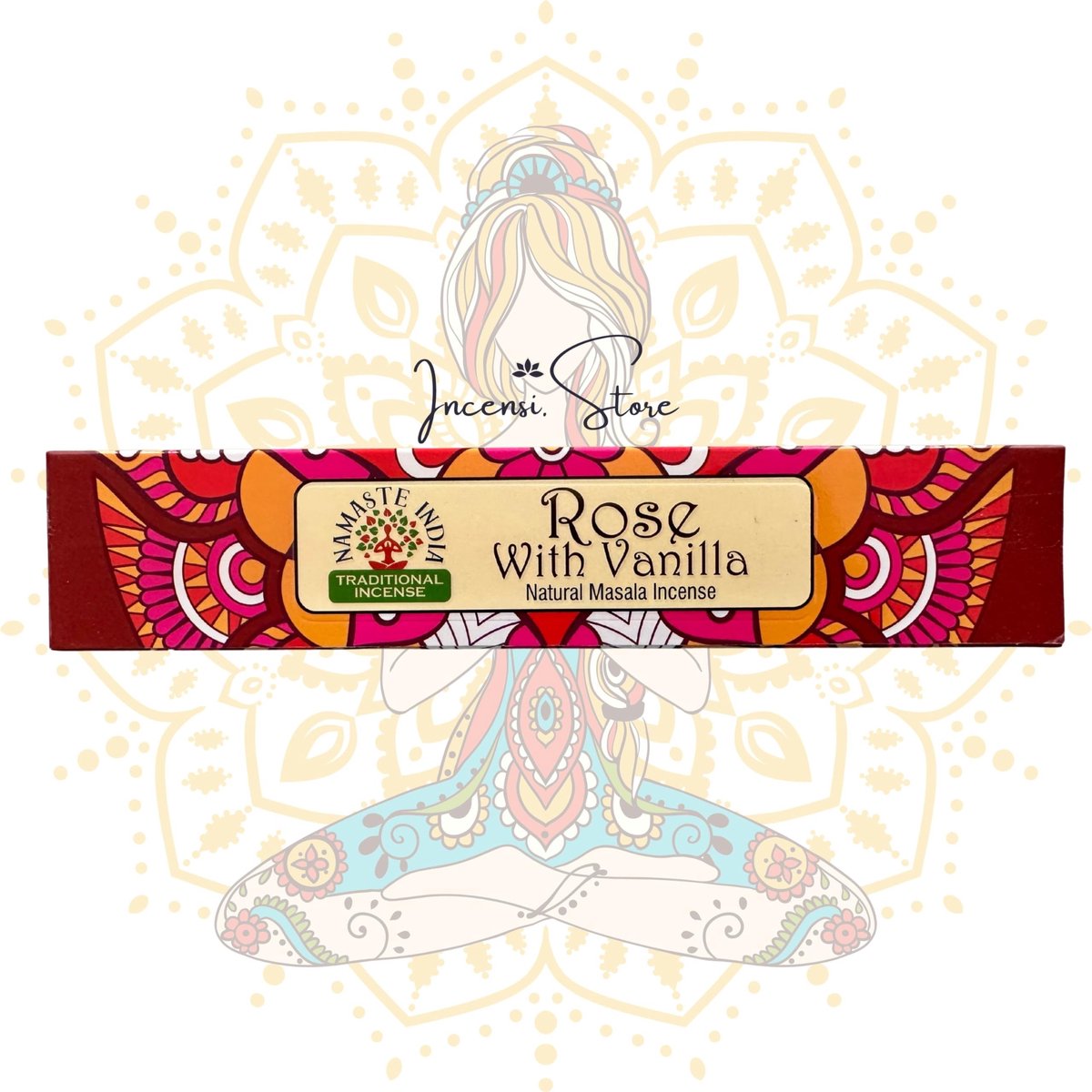 Dailygoods - Natuurlijke Wierookstokjes voor Thuis, Yoga en Meditatie - 15 g Roos en Vanille