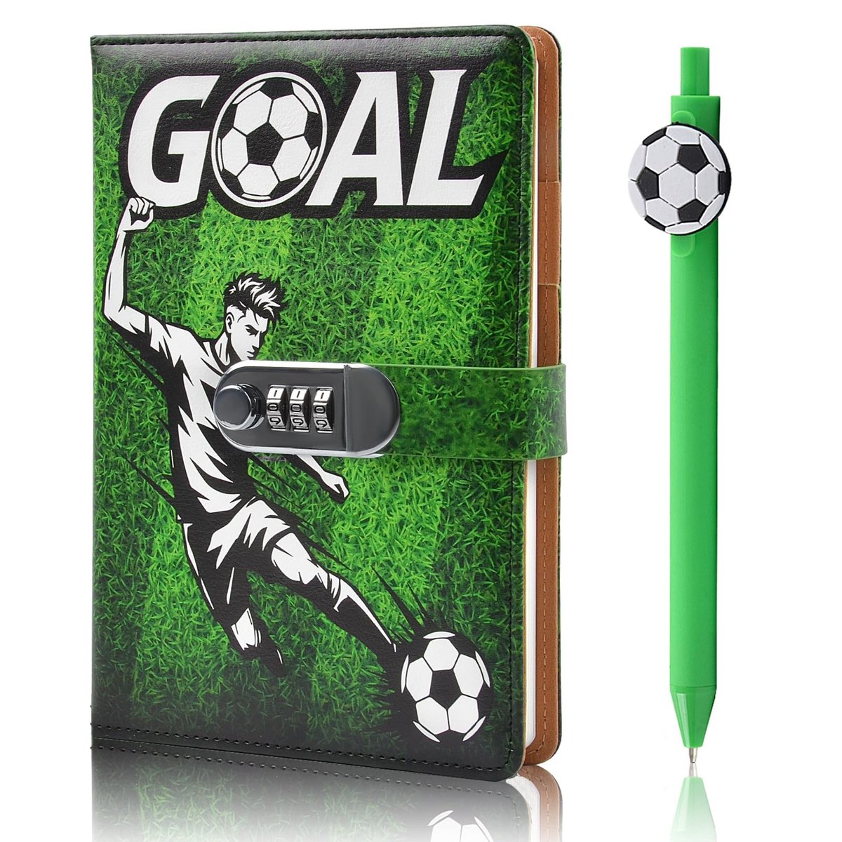 Dailygoods - Voetbaldagboekset voor Jongens 6-16 Jaar - Inclusief Dagboek met Slot