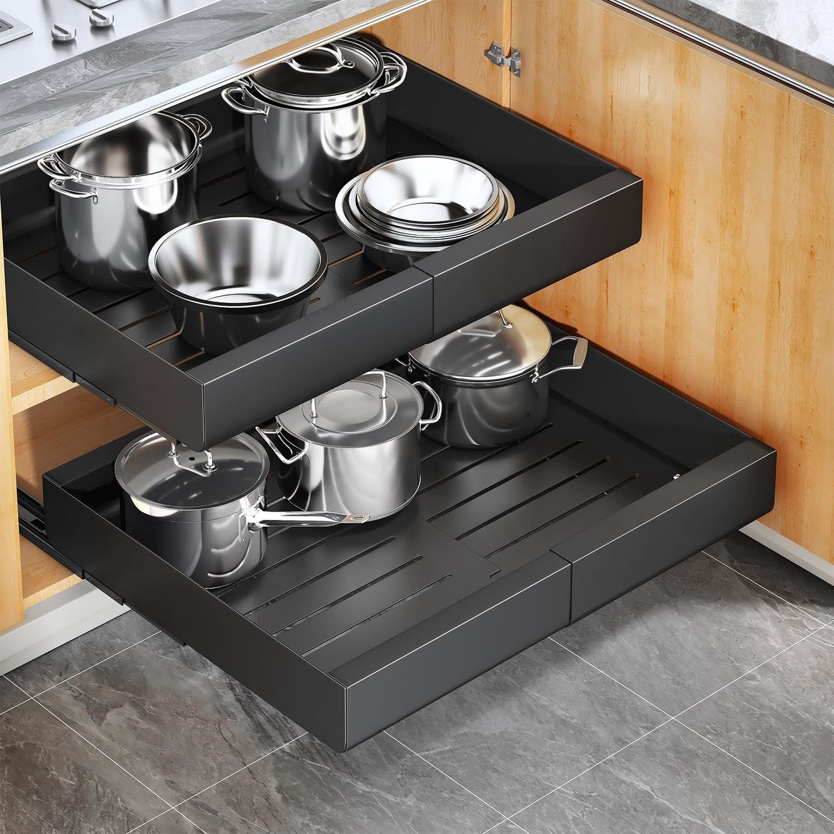 Dailygoods - Telescopische lade met 3 rails - verstelbaar en multifunctioneel