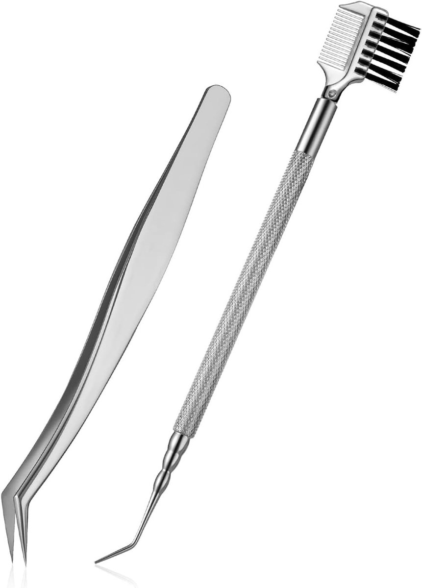 Eyelash Lifting Tool en Wimperborstel van RVS voor Wimperextensions en Wimperlifting, Makeup Tools Set van 2 Stuks