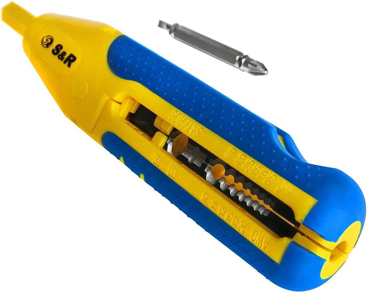 Thijox - Abmantler Striptang met Bithouder en Kabelsnijder voor Laagspanningskabels 8-13 mm, 10-20 AWG, SAT/RG6/RG59 - Multi-functioneel Gereedschap v