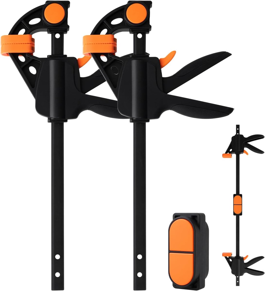 Thijox - 2 Stuks Eenhandklemset Met Connector, Quick Grip Klemmen, Lijmklemmen Set Met Spreidfunctie, 154mm-420mm Rekbereik, 100kg Klemkracht, 150mm K