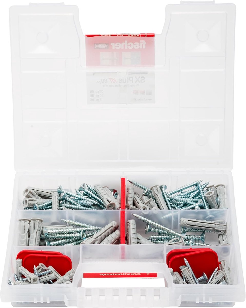 SnelShoppen - SX Kit 80 x Pluggen met Schroef, Schokbestendig Kunststof, Ideaal voor Thuis en Bouwplaats, Compleet Assortiment voor Meest Voorkomende