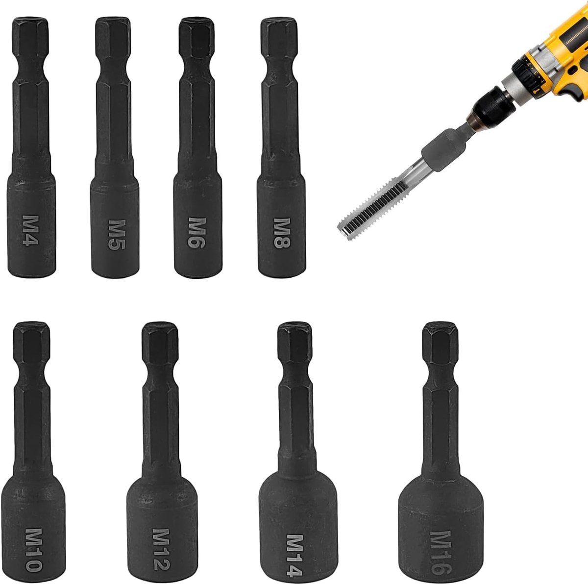 8-delige professionele draadboor set voor metaal M4-M16 met 1/4 inch adapter