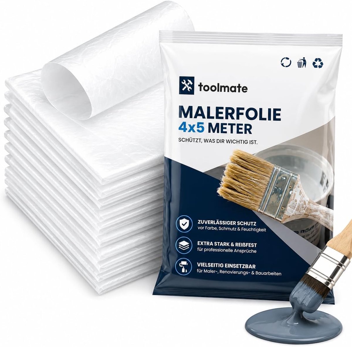 Thijox - 6 x Afdekfolie Schilder - Extra Sterk en Dik - Transparant Schilderfolie 4x5 Meter - Schilderzeil / Afdekzeil - Bouwfolie Voor Verhuizing en