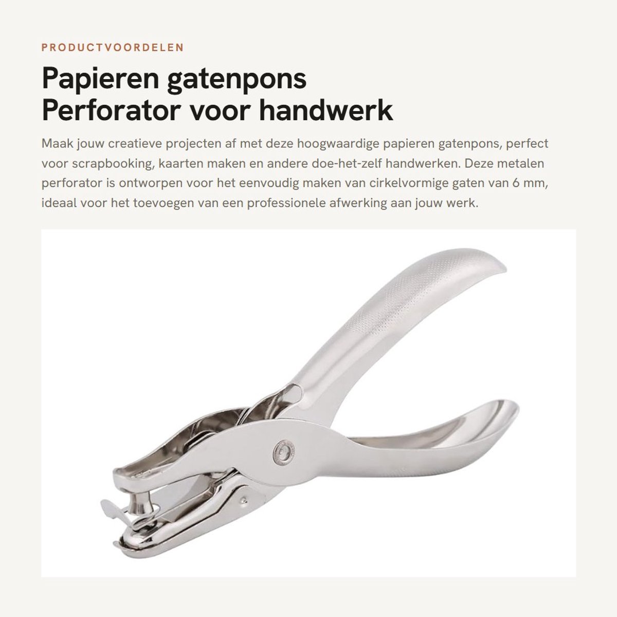 Inovra- Gatenpons 6 mm - Metalen Perforator - Enkelgats Montage - Duurzaam - Handgereedschap - Comfortabele Grip