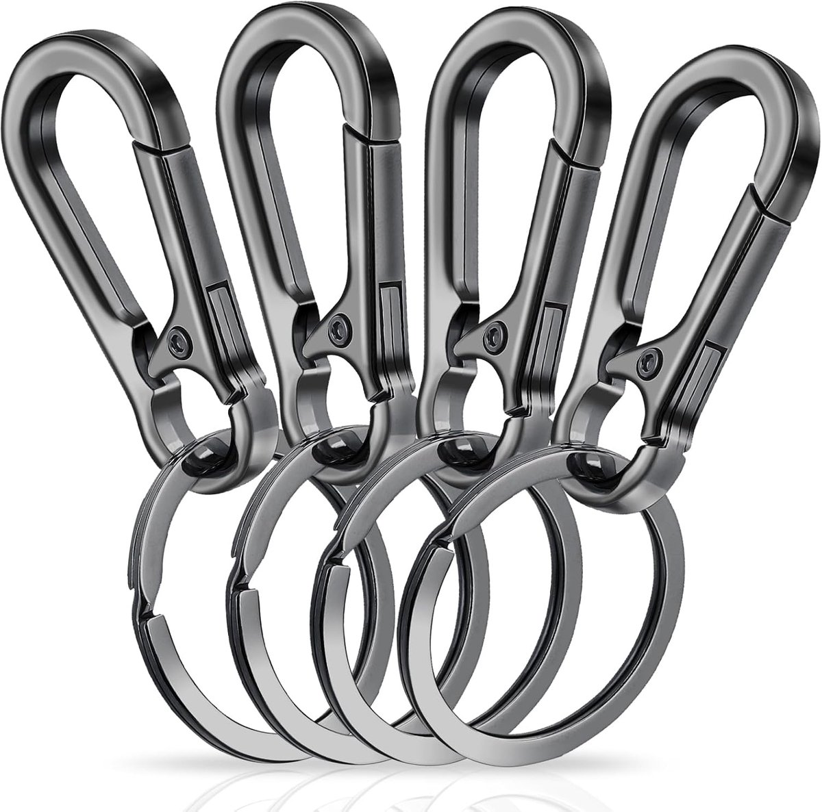 Robuuste metalen sleutelhanger met karabijnhaak en snelsluiting