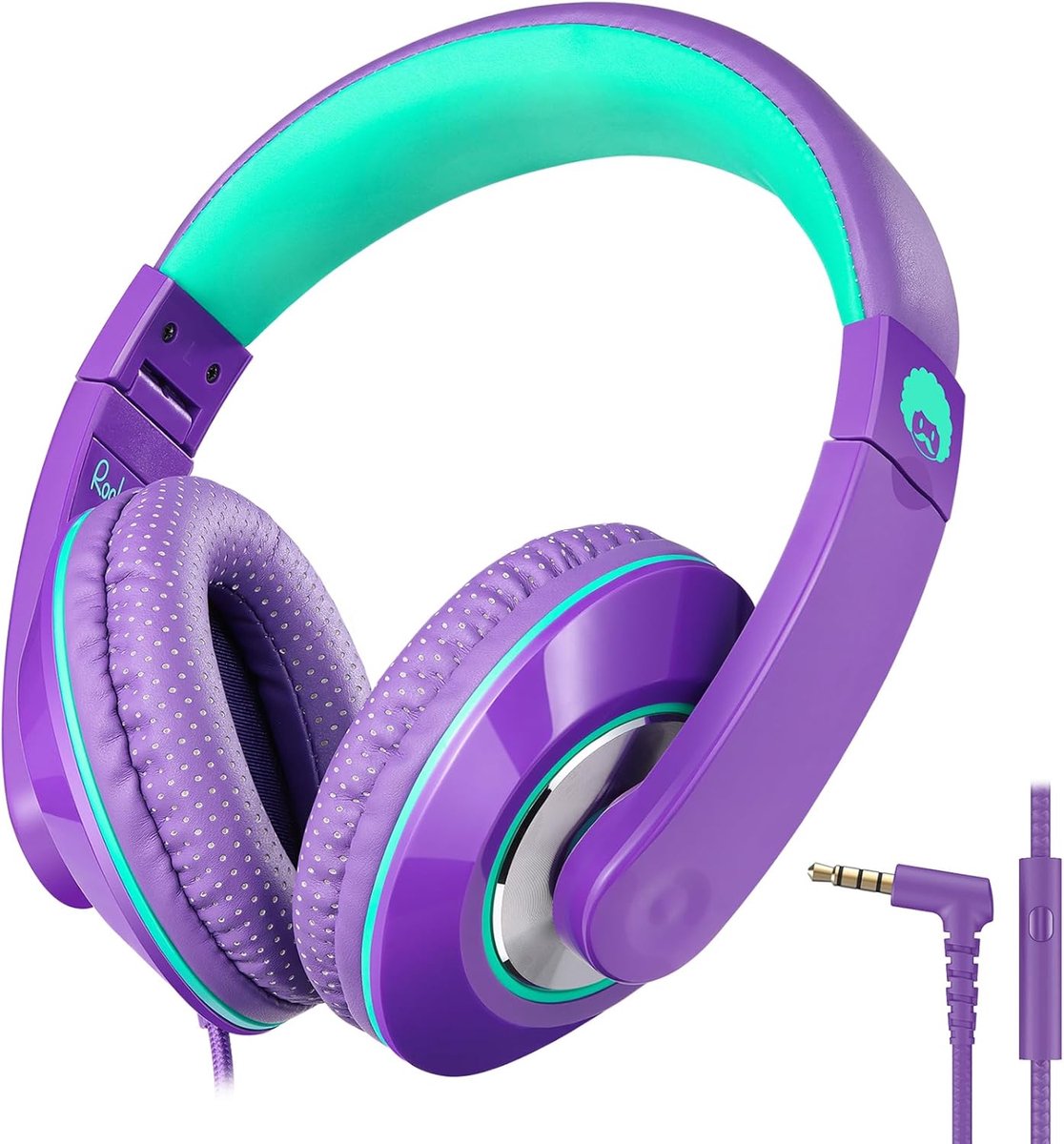 SnelShoppen - Comfortabele Kids Koptelefoon met Opvouwbare Kabel en Volume Controle, 3.5 mm Jack, HD Microfoon, On-Ear Hoofdtelefoon voor School, Reiz