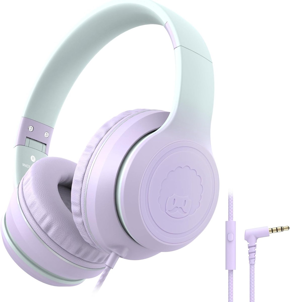 Thijox - L22 Kinderhoofdtelefoon met Microfoon, Opvouwbare Over-Ear Hoofdtelefoon voor Kinderen, Verstelbare Hoofdband, 3,5 mm Jack, Lila, Ideaal voor