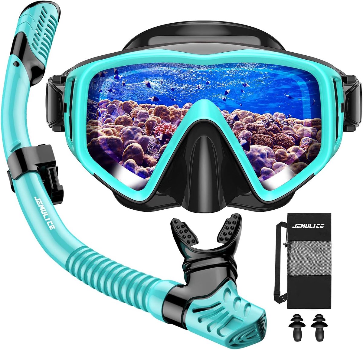 SnelShoppen - Volwassen Snorkel Set met Duikbril en Droge Snorkel voor Mannen en Vrouwen, Anti-Lek en Anti-Fog Duikmasker van Gelaagd Glas voor Snorke