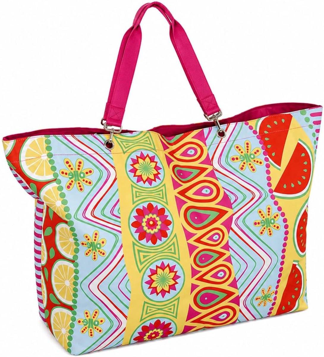 Thijox - XXL Strandtas Dames - Grote Badtas met Ritssluiting - 62x22x42 cm - Ruime Shopper voor Vakantie, Strand, Zwembad en Sauna - Perfect voor Fami